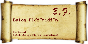 Balog Flórián névjegykártya